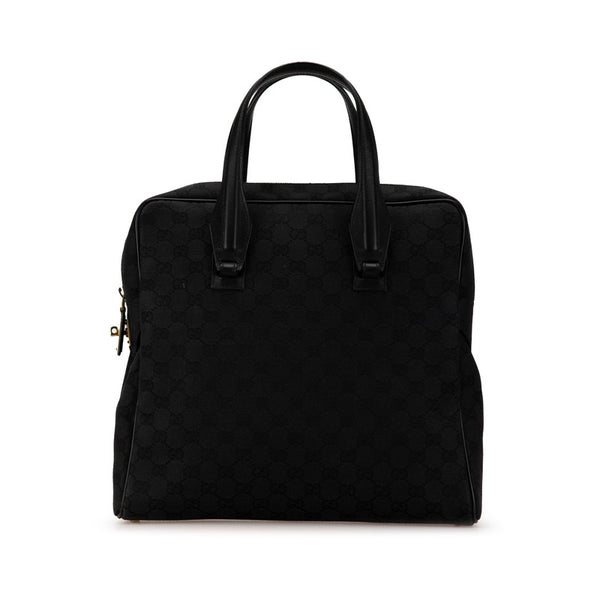 グッチ GGキャンバス トートバッグ ハンドバッグ 90677 ブラック キャンバス レザー レディース GUCCI 【中古】