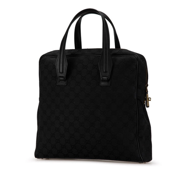 グッチ GGキャンバス トートバッグ ハンドバッグ 90677 ブラック キャンバス レザー レディース GUCCI 【中古】