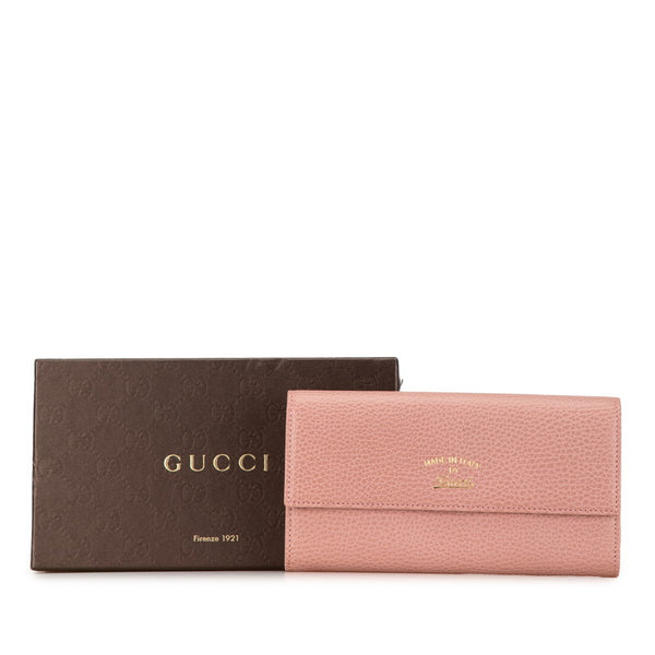 グッチ スウィング コンチネンタル ウォレット 長財布 354496 ピンク レザー レディース GUCCI 【中古】