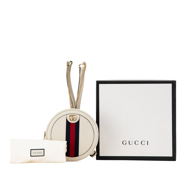 グッチ GGマーモント シェリーライン ラウンド チェーン リュック バックパック 598661 ホワイト レザー レディース GUCCI 【中古】