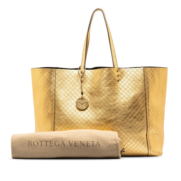 ボッテガヴェネタ イントレチャート トートバッグ ハンドバッグ ゴールド レザー レディース BOTTEGAVENETA 【中古】