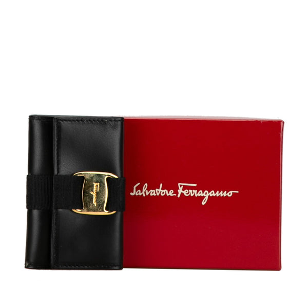 サルヴァトーレフェラガモ ヴァラリボン キーケース 223056 ブラック レザー レディース Salvatore Ferragamo 【中古】