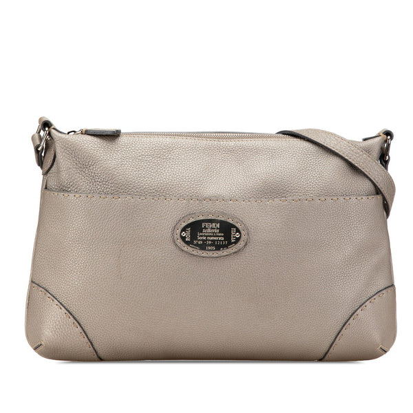 フェンディ セレリア 斜め掛け ショルダーバッグ 8BT194 グレー レザー レディース FENDI 【中古】