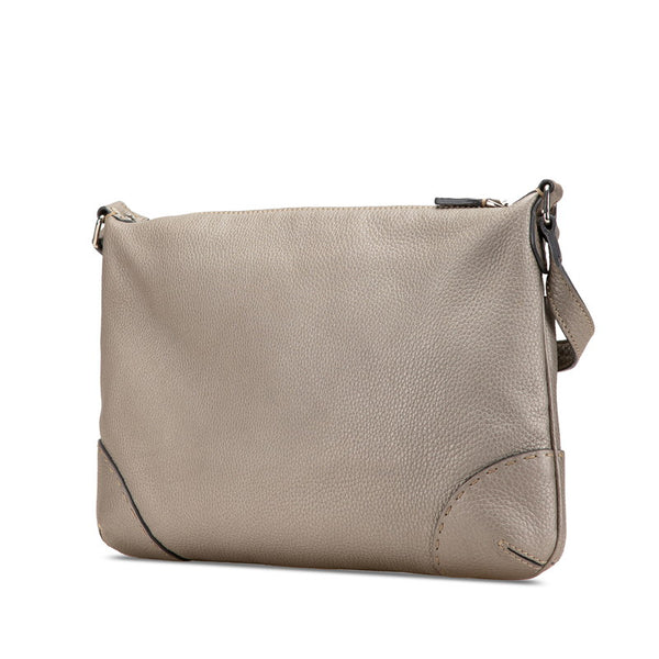 フェンディ セレリア 斜め掛け ショルダーバッグ 8BT194 グレー レザー レディース FENDI 【中古】