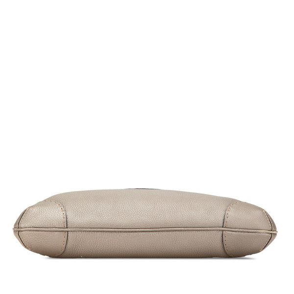 フェンディ セレリア 斜め掛け ショルダーバッグ 8BT194 グレー レザー レディース FENDI 【中古】