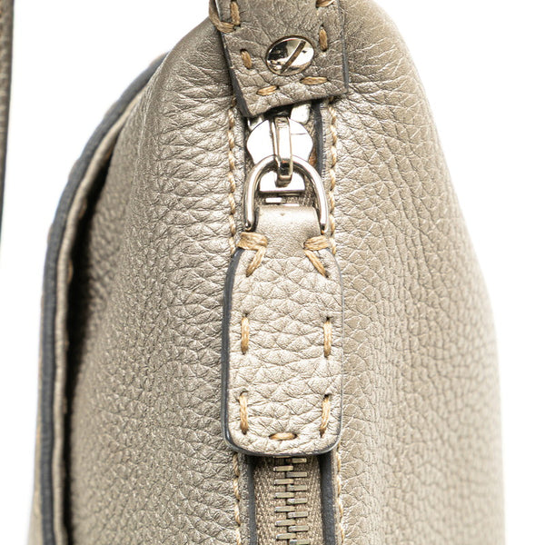 フェンディ セレリア 斜め掛け ショルダーバッグ 8BT194 グレー レザー レディース FENDI 【中古】
