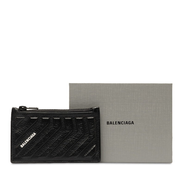 バレンシアガ ロゴ カードケース パスケース 名刺入れ 663714 ブラック レザー メンズ BALENCIAGA 【中古】