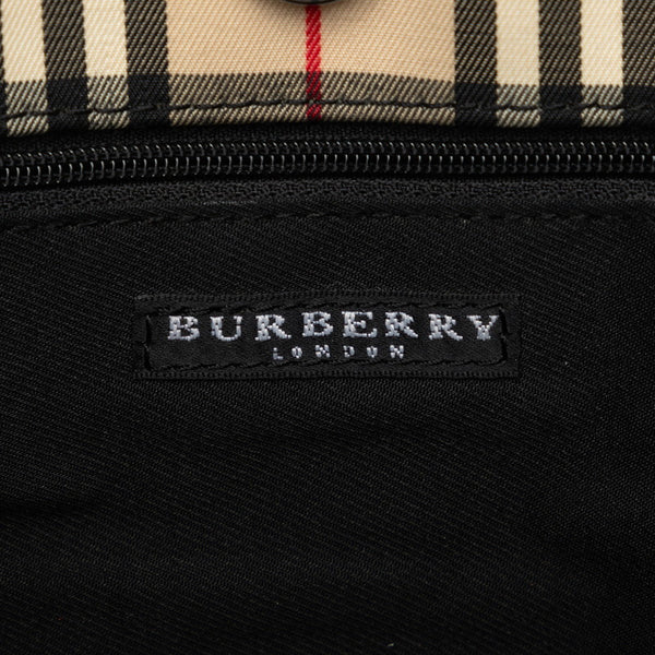 バーバリー ノバチェック トートバッグ ベージュ キャンバス レザー レディース BURBERRY 【中古】