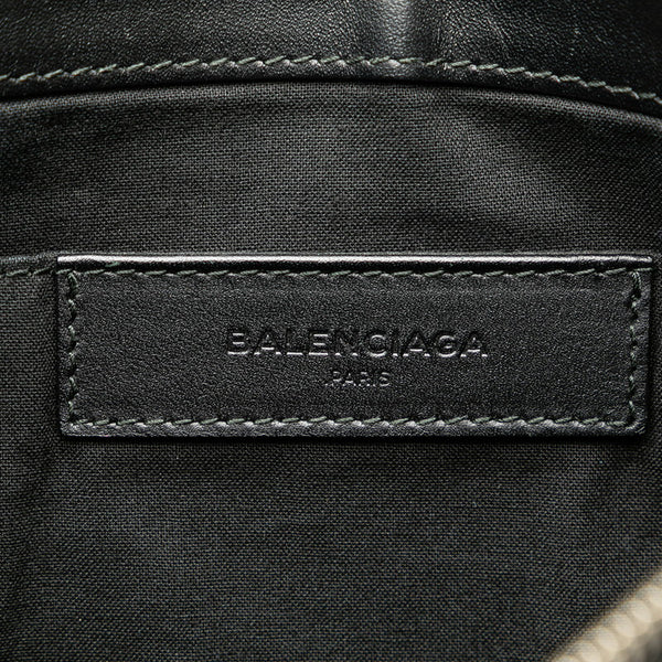 バレンシアガ ネイビークリップM クラッチバッグ インディゴブルー ブラック デニム レザー レディース BALENCIAGA 【中古】