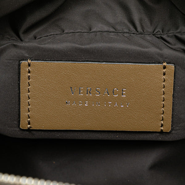 ヴェルサーチェ メデューサ カモフラージュ 迷彩 クラッチバッグ ポーチ グリーン カーキ ナイロン レザー レディース VERSACE 【中古】