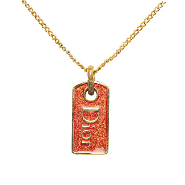 ディオール ロゴプレート ネックレス ゴールド メッキ レディース Dior 【中古】