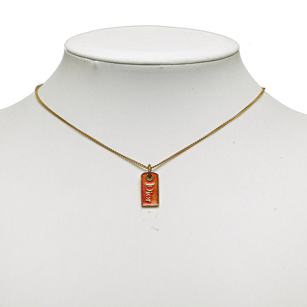 ディオール ロゴプレート ネックレス ゴールド メッキ レディース Dior 【中古】