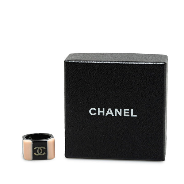 シャネル ココマーク スクエアリング リング 指輪 ピンク ブラック プラスチック レディース CHANEL 【中古】