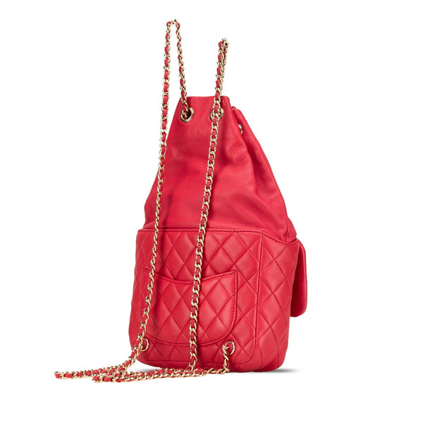 シャネル ココマーク マトラッセ リュック バックパック A94417 レッド ラムスキン レディース CHANEL 【中古】