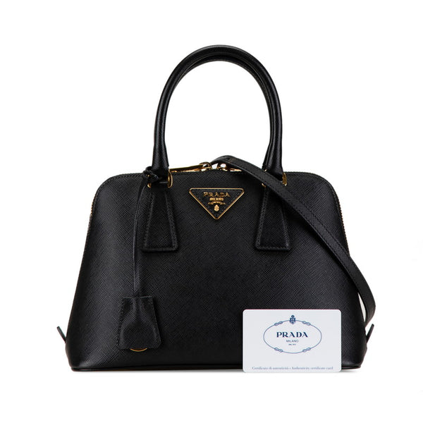 プラダ 三角ロゴプレート ハンドバッグ ショルダーバッグ 2WAY 1BA838 ブラック サフィアーノ レディース PRADA 【中古】