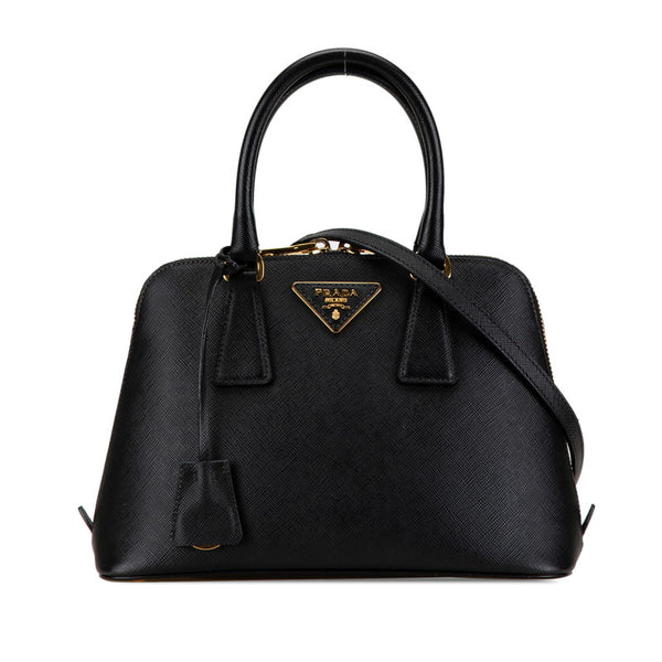 プラダ 三角ロゴプレート ハンドバッグ ショルダーバッグ 2WAY 1BA838 ブラック サフィアーノ レディース PRADA 【中古】