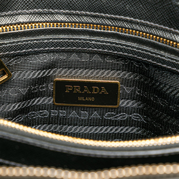 プラダ 三角ロゴプレート ハンドバッグ ショルダーバッグ 2WAY 1BA838 ブラック サフィアーノ レディース PRADA 【中古】