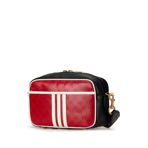 グッチ × adidas アディダス GGクリスタル 斜め掛け ショルダーバッグ 702427 レッド ブラック PVC レザー レディース GUCCI 【中古】