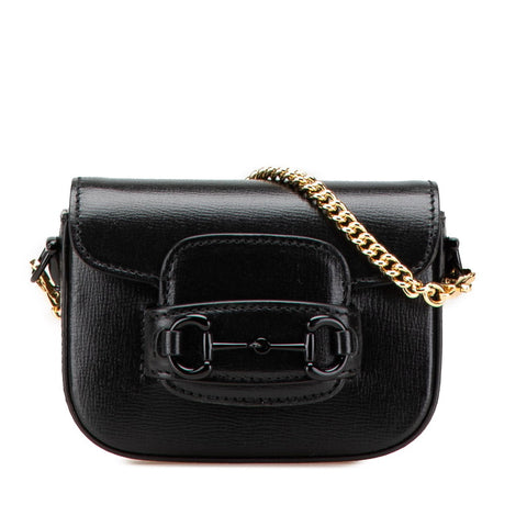 グッチ ミニホースビット ショルダーバッグ 725863 ブラック PVC レザー レディース GUCCI 【中古】