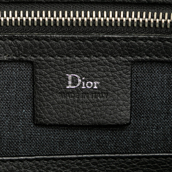 ディオール オム クラッチバッグ ネイビー ブラック レザー メンズ Dior 【中古】