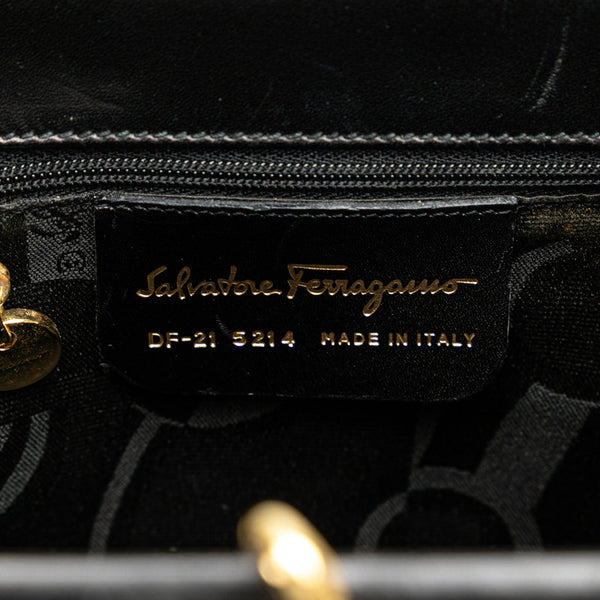 サルヴァトーレフェラガモ ヴァラリボン ハンドバッグ ショルダーバッグ 2WAY ブラック レザー レディース Salvatore Ferragamo 【中古】