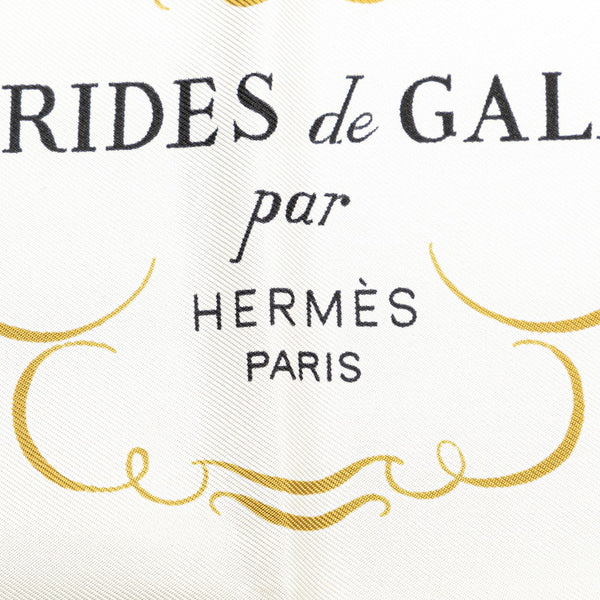 エルメス カレ90 BRIDES de GALA 式典用馬勒 スカーフ ホワイト レッド マルチカラー シルク レディース HERMES 【中古】