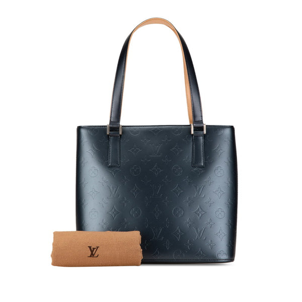 ルイ ヴィトン モノグラム マット ストックトン ハンドバッグ トートバッグ M55115 ブルー レザー レディース LOUIS VUITTON 【中古】