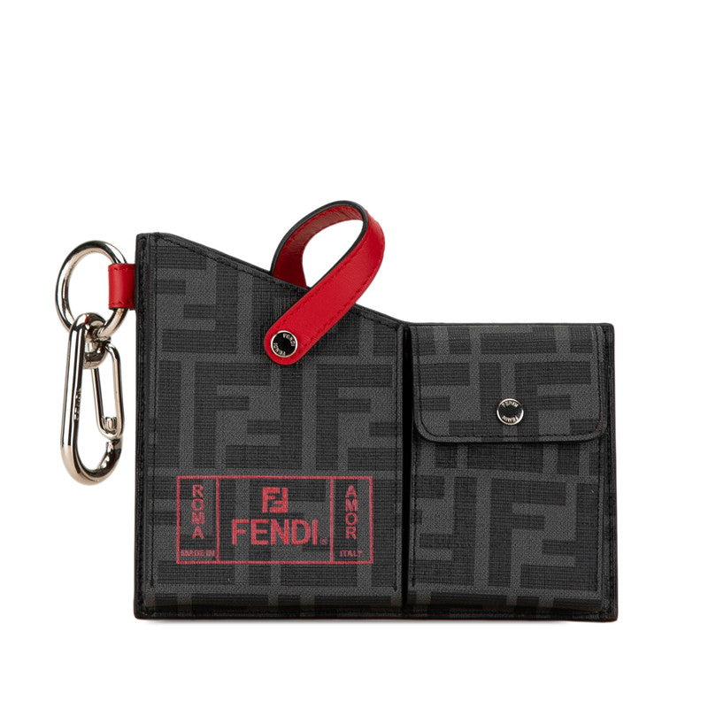 フェンディ ズッカ チャーム キーホルダー 7AR759 グレー ブラック レッド PVC レザー レディース FENDI 【中古】