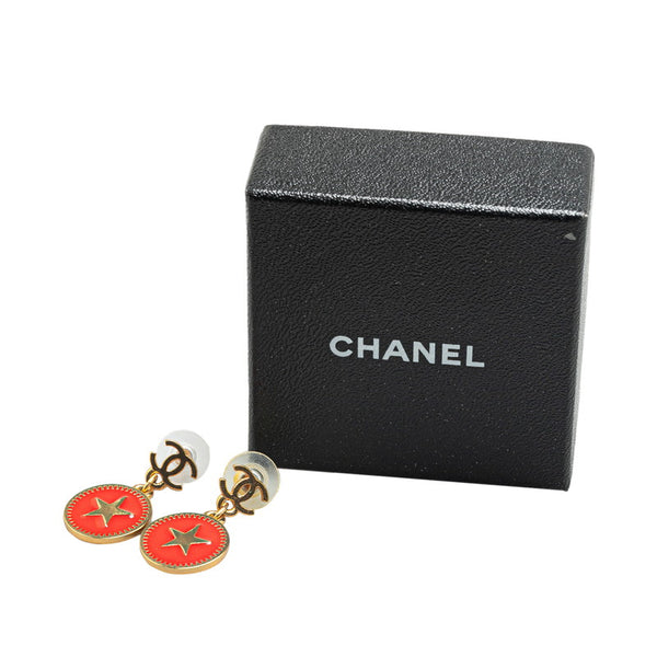 シャネル ココマーク スター スイングピアス ゴールド レッド メッキ レディース CHANEL 【中古】