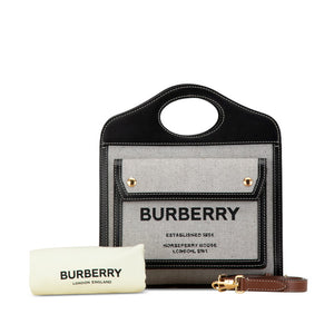 バーバリー ホースフェリープリント ロゴ ハンドバッグ ショルダーバッグ 2WAY ブラック ホワイト キャンバス レザー レディース BURBERRY 【中古】