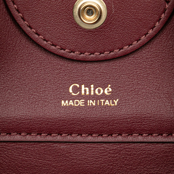 クロエ スモール バケット ショルダーバッグ ベージュ ワインレッド リネン レザー レディース Chloe 【中古】