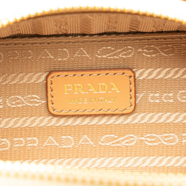 プラダ 三角ロゴプレート ショルダーバッグ ミニポーチ 1NR025 ベージュ ストロー レディース PRADA 【中古】