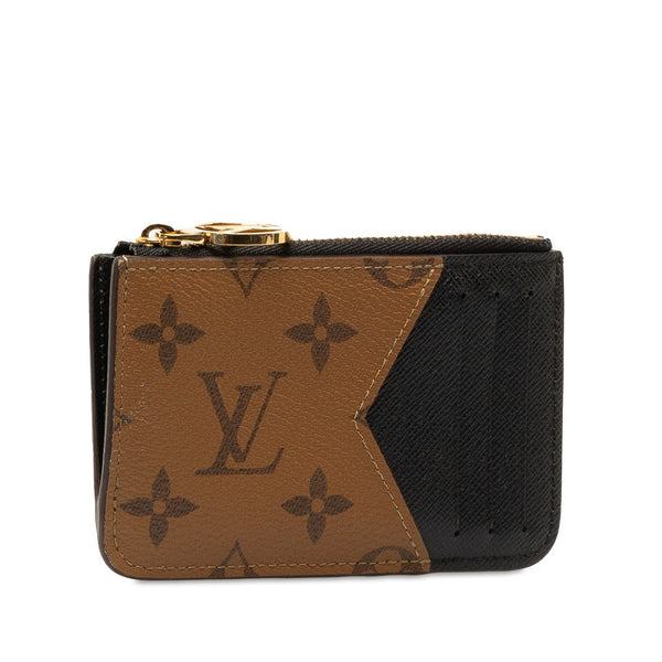 ルイ ヴィトン モノグラム リバース ポルト カルト ロミー カードケース M81912 ブラウン ブラック レザー レディース LOUIS VUITTON 【中古】