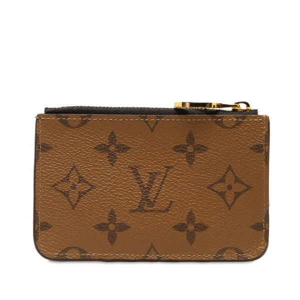 ルイ ヴィトン モノグラム リバース ポルト カルト ロミー カードケース M81912 ブラウン ブラック レザー レディース LOUIS VUITTON 【中古】