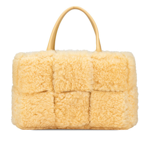 ボッテガヴェネタ マキシイントレチャート アルコ トートバッグ ベージュ ムートン レザー レディース BOTTEGAVENETA 【中古】
