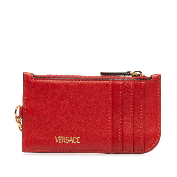 ヴェルサーチェ メデューサ カードケース レッド ゴールド レザー レディース VERSACE 【中古】