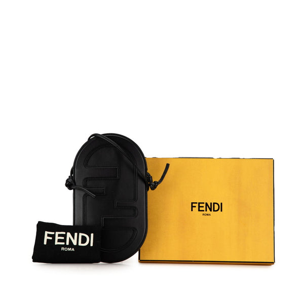 フェンディ FFロゴ フォンケース PHONE HOLDER ショルダーバッグ 7AS055 A5DY ブラック レザー レディース FENDI 【中古】