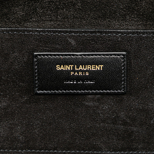 サンローラン エマニュエル フリンジ ハンドバッグ ショルダーバッグ 2WAY ブラック スエード レディース SAINT LAURENT 【中古】