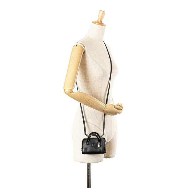 ロエベ アナグラム アマソナ マイクロミニ ショルダーバッグ ハンドバッグ 2WAY ブラック レザー レディース LOEWE 【中古】