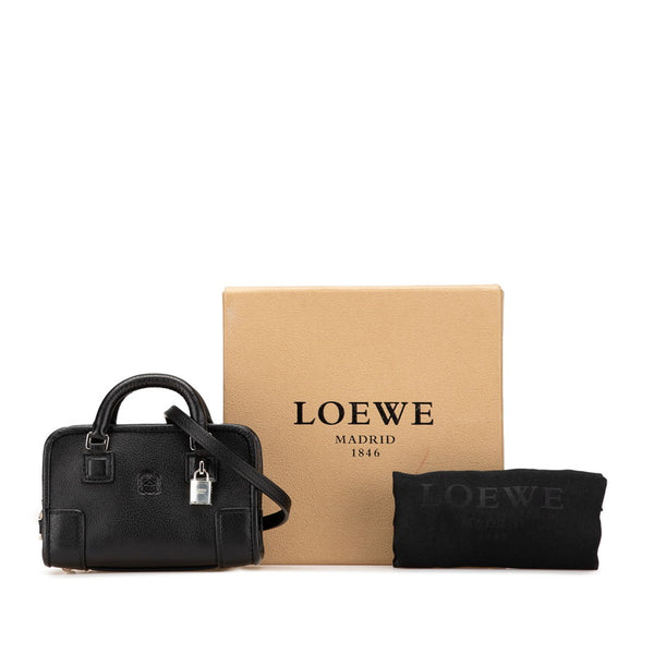ロエベ アナグラム アマソナ マイクロミニ ショルダーバッグ ハンドバッグ 2WAY ブラック レザー レディース LOEWE 【中古】
