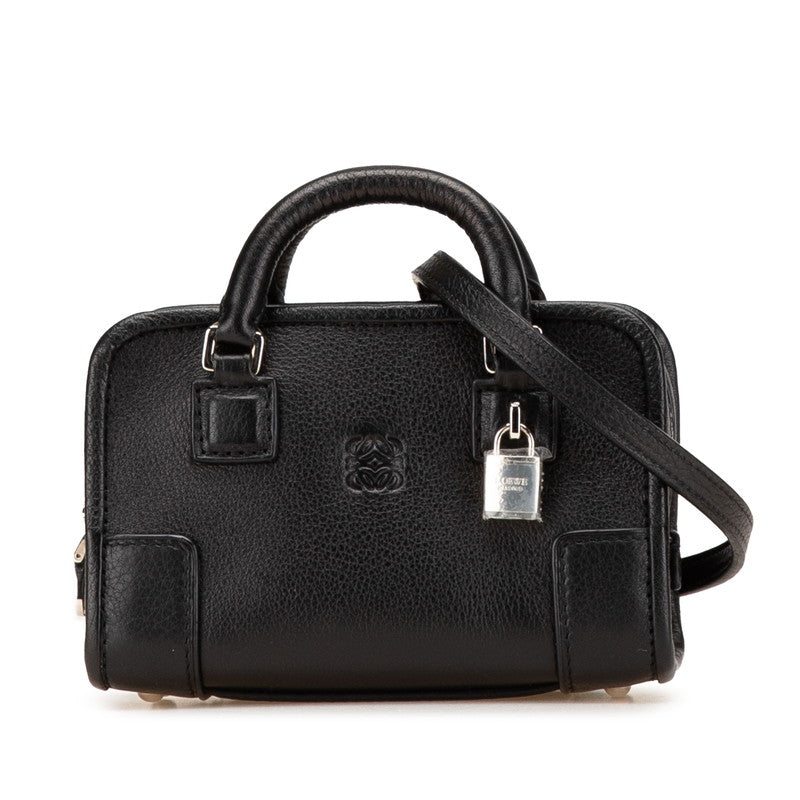 ロエベ アナグラム アマソナ マイクロミニ ショルダーバッグ ハンドバッグ 2WAY ブラック レザー レディース LOEWE 【中古】