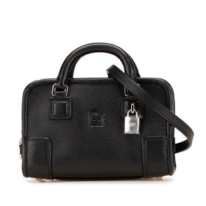 ロエベ アナグラム アマソナ マイクロミニ ショルダーバッグ ハンドバッグ 2WAY ブラック レザー レディース LOEWE 【中古】