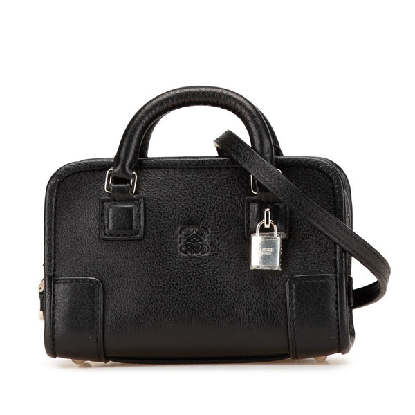ロエベ アナグラム アマソナ マイクロミニ ショルダーバッグ ハンドバッグ 2WAY ブラック レザー レディース LOEWE 【中古】