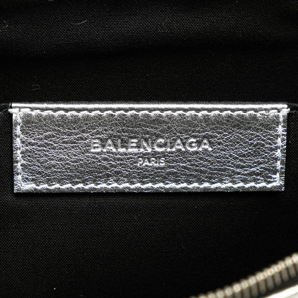 バレンシアガ ロゴ プリント クラッチバッグ シルバー レッド レザー レディース BALENCIAGA 【中古】