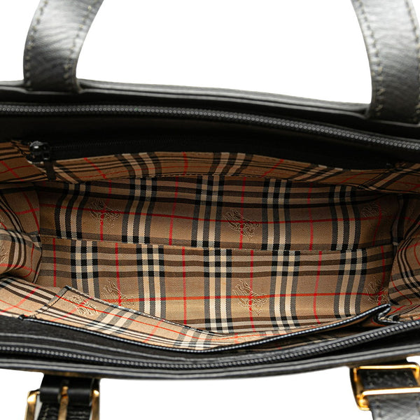 バーバリー ノバチェック ハンドバッグ ブラック レザー レディース BURBERRY 【中古】