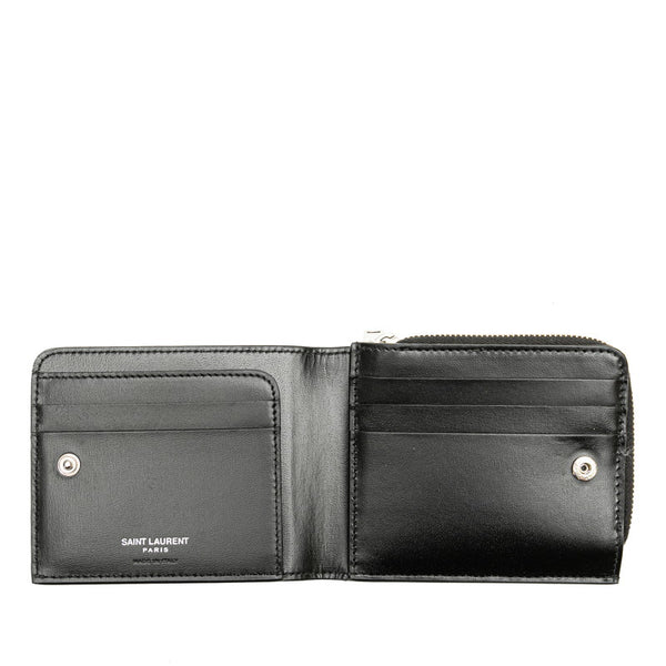 サンローラン タイニーモノグラム イースト ウエスト ウォレット 二つ折り財布 644587 ブラック レザー メンズ SAINT LAURENT 【中古】