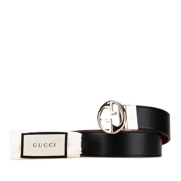 グッチ リバーシブル ベルト サイズ： 80/32 450000 ブラック レッド レザー レディース GUCCI 【中古】