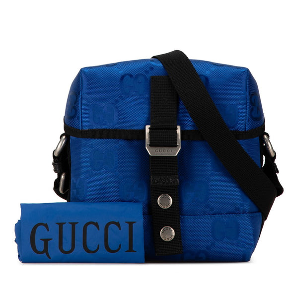 グッチ GGナイロン メッセンジャーバッグ ショルダーバッグ 643858 ブルー ブラック ナイロン レディース GUCCI 【中古】