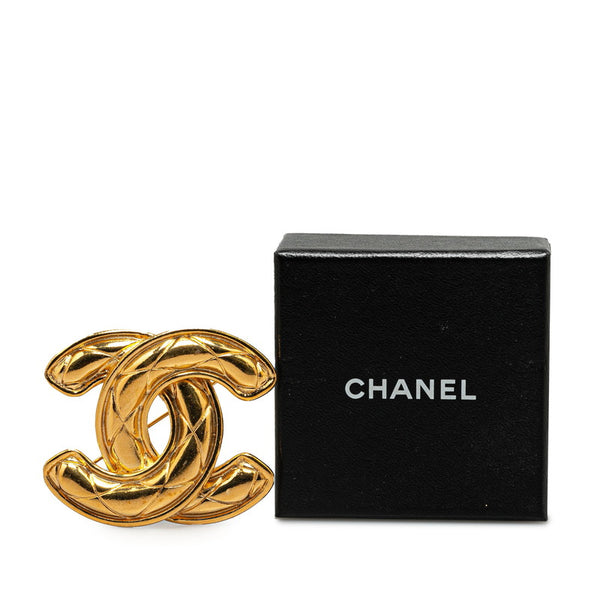 シャネル マトラッセ ヴィンテージ ココマーク ブローチ ゴールド メッキ レディース CHANEL 【中古】