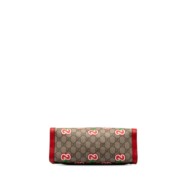 グッチ GGスプリーム アップルパドロック ショルダーバッグ 498156 ベージュ レッド PVC レザー レディース GUCCI 【中古】